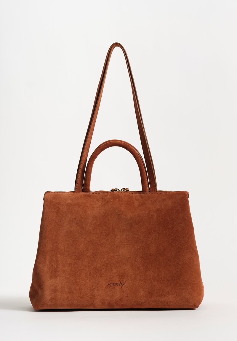 Marsèll Suede Calf Leather Dritta Shoulder Bag in Terra Brown