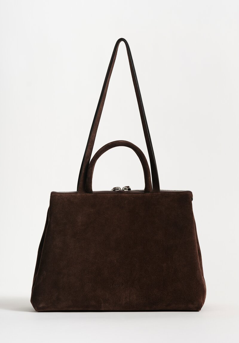 Marsèll Suede Calf Leather Dritta Shoulder Bag in Moro Brown