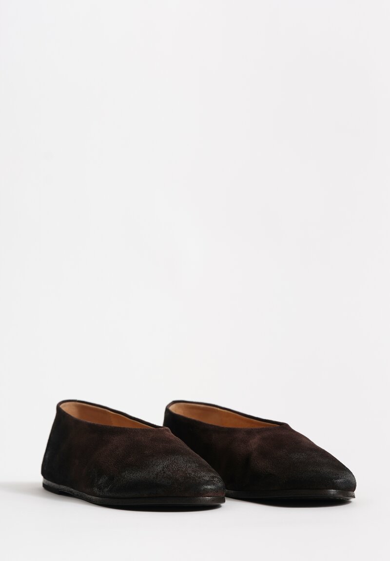Marsèll Calf Suede Coltellaccio Ballerina Flats in Moro Brown