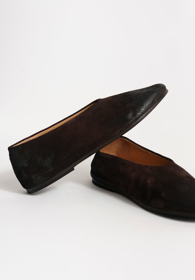 Marsèll Calf Suede Coltellaccio Ballerina Flats in Moro Brown