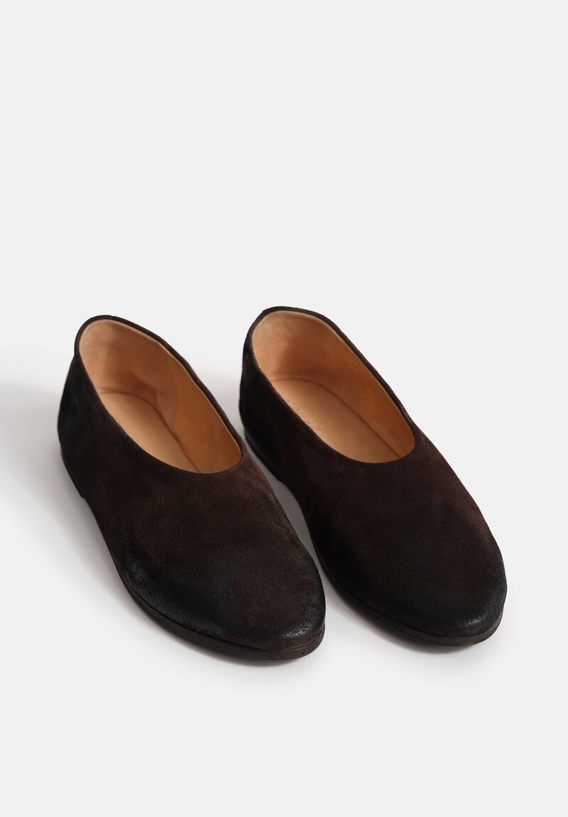 Marsèll Calf Suede Coltellaccio Ballerina Flats in Moro Brown