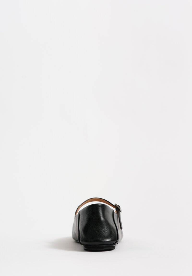 Marsèll Calf Leather Strascico Mary Jane Flats in Nero Black