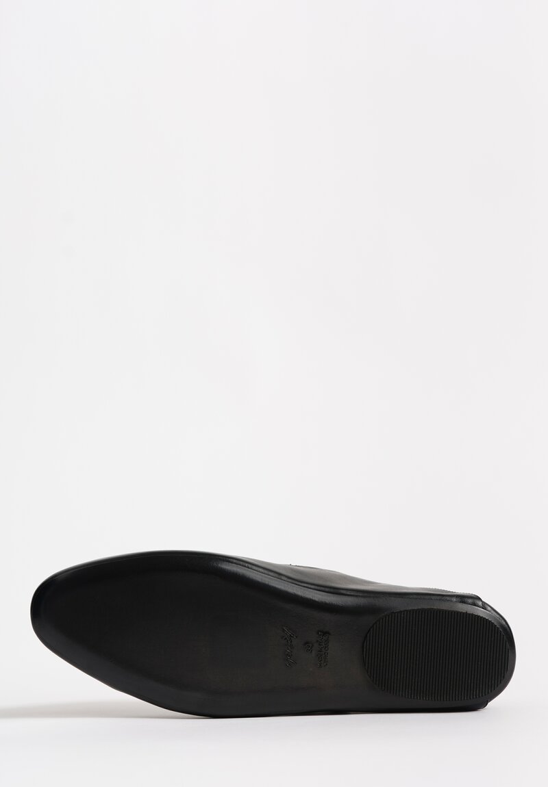 Marsèll Calf Leather Strascico Mary Jane Flats in Nero Black