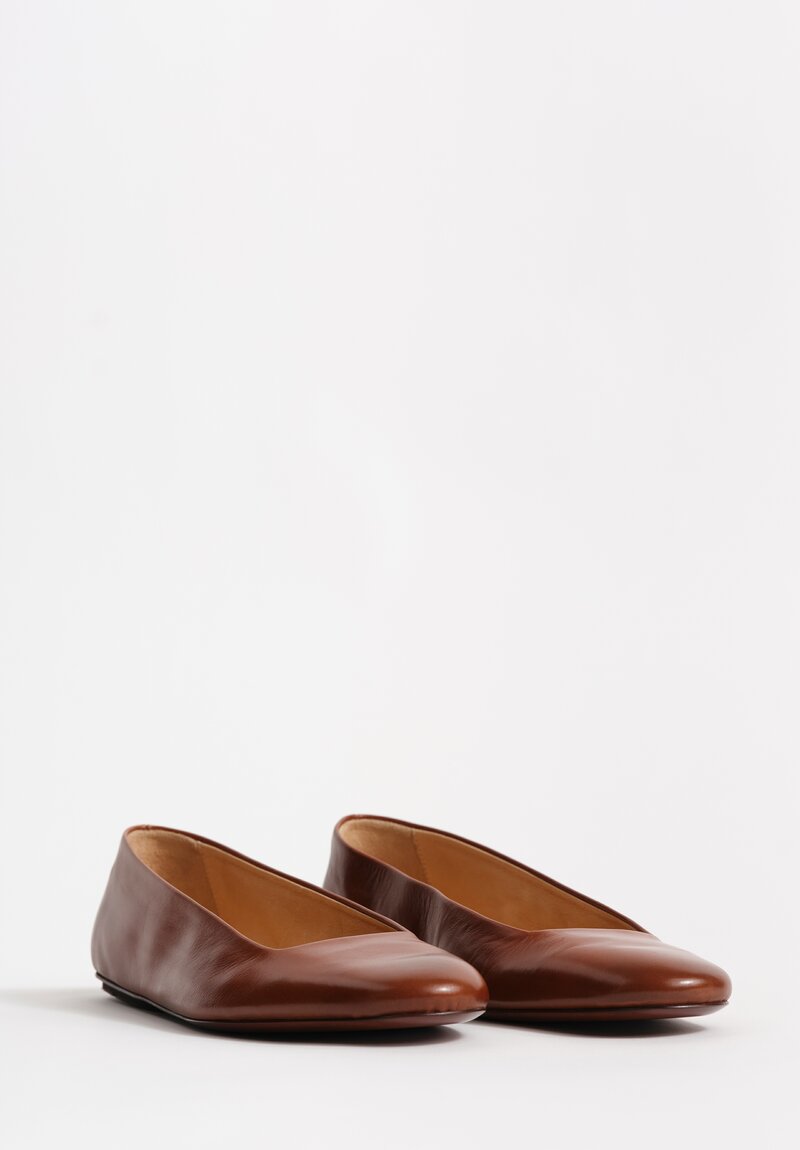 Marsèll Calf Leather Distesa Ballerina Flats in Basalt Brown