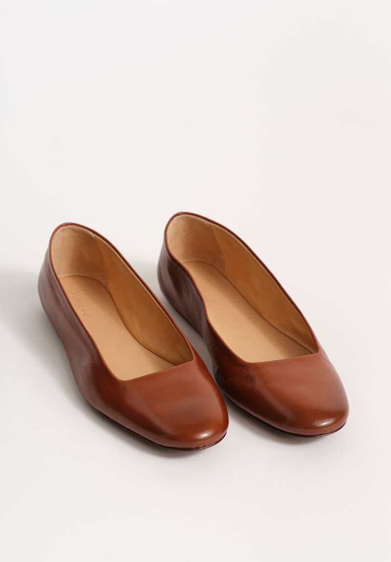Marsèll Calf Leather Distesa Ballerina Flats in Basalt Brown