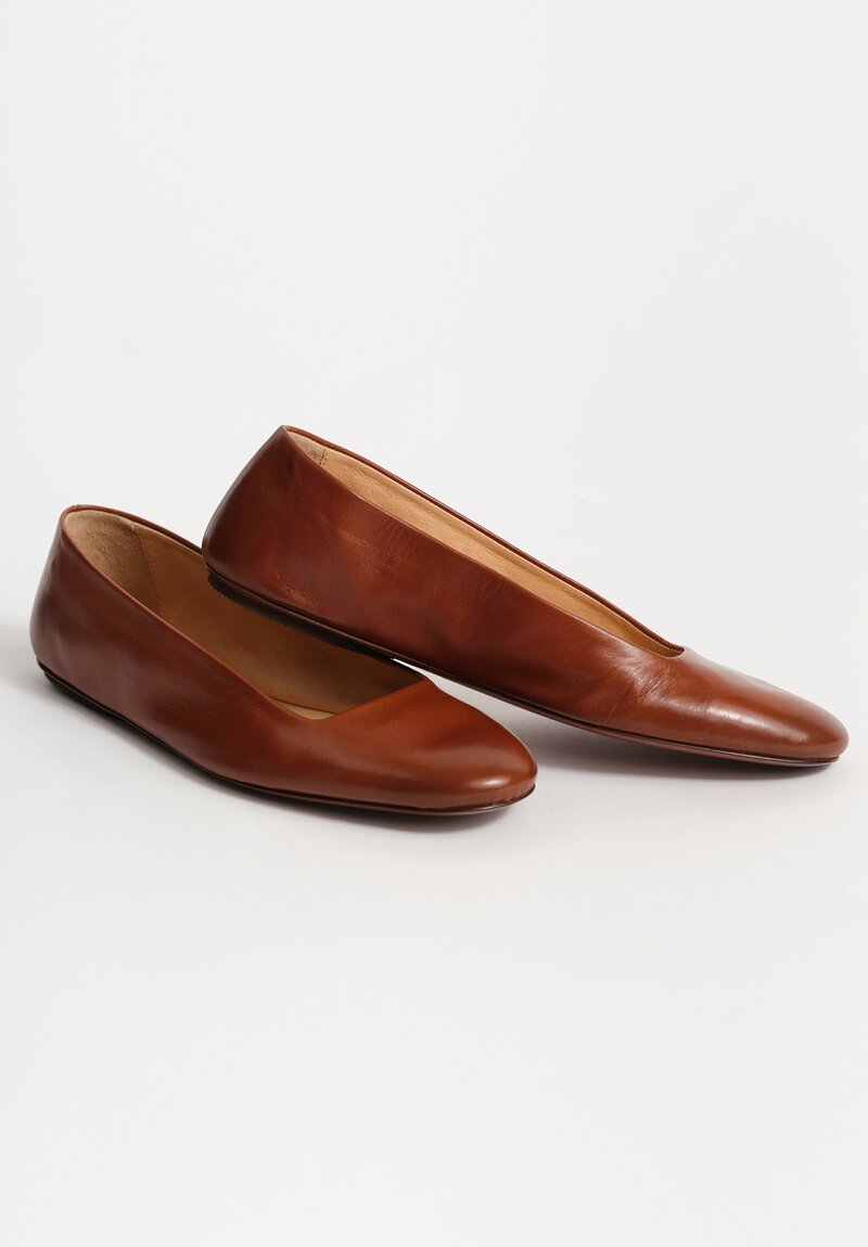 Marsèll Calf Leather Distesa Ballerina Flats in Basalt Brown