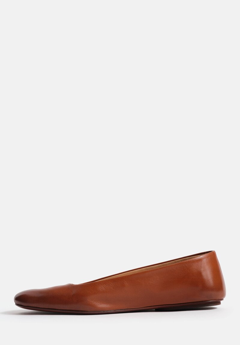Marsèll Calf Leather Distesa Ballerina Flats in Basalt Brown
