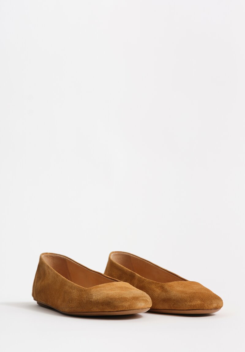 Marsèll Calf Suede Distesa Ballerina Flats in Wood Brown
