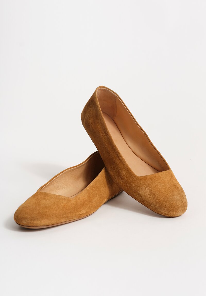 Marsèll Calf Suede Distesa Ballerina Flats in Wood Brown