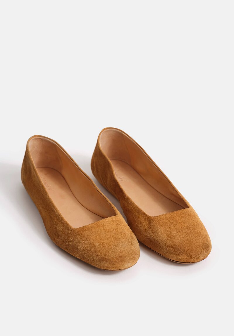 Marsèll Calf Suede Distesa Ballerina Flats in Wood Brown