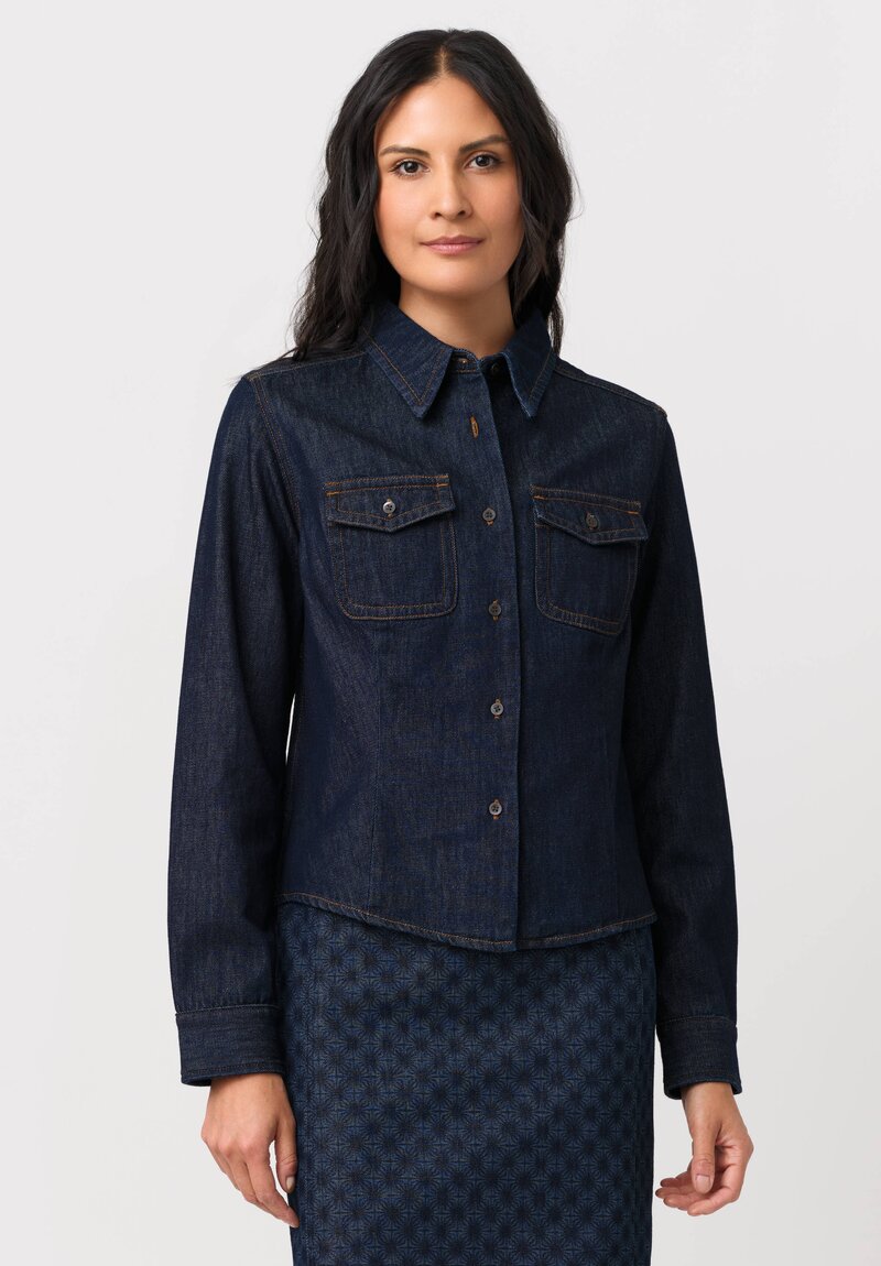 Dries Van Noten Cotton Denim Cellie Overshirt in Indigo Blue