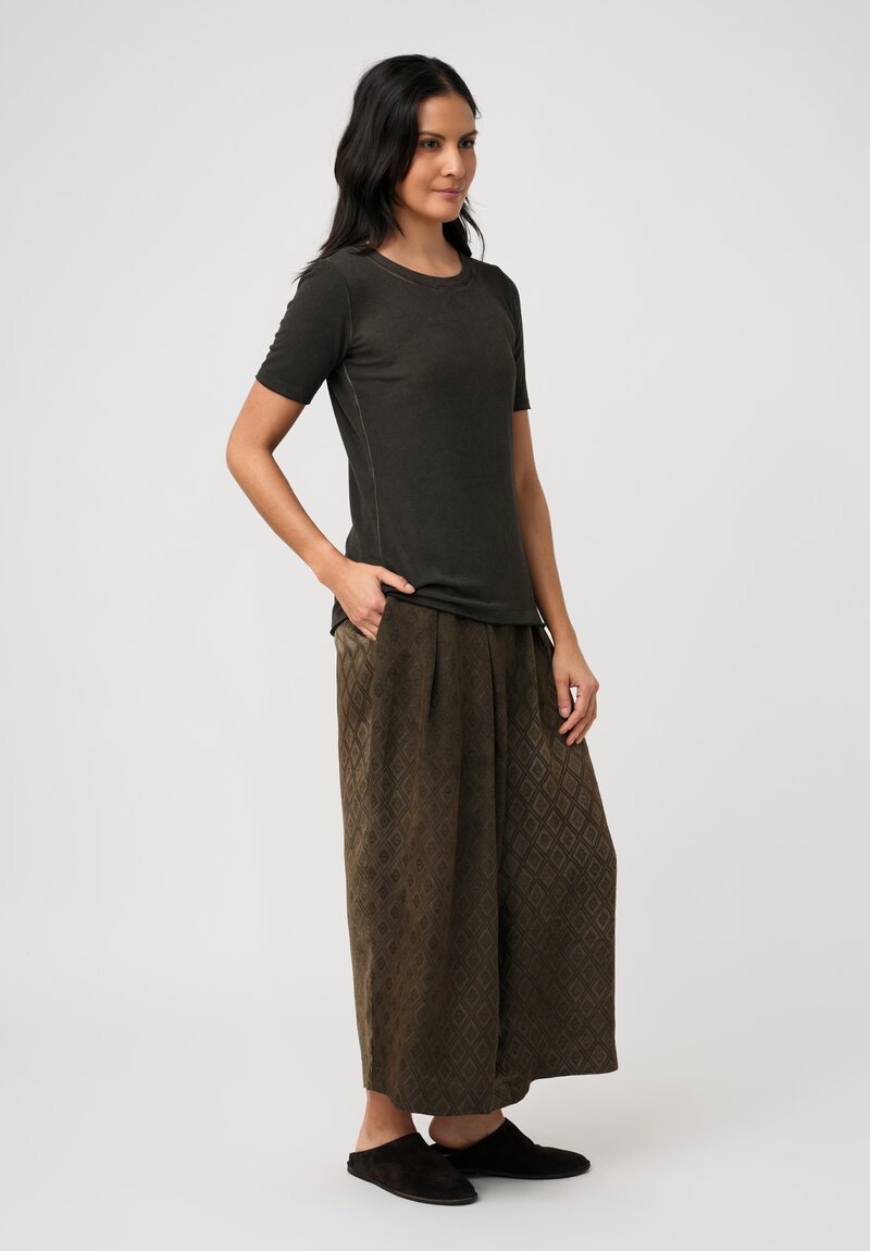 Uma Wang Ribbed Jersey Knit Tir Tee in Grey Umber