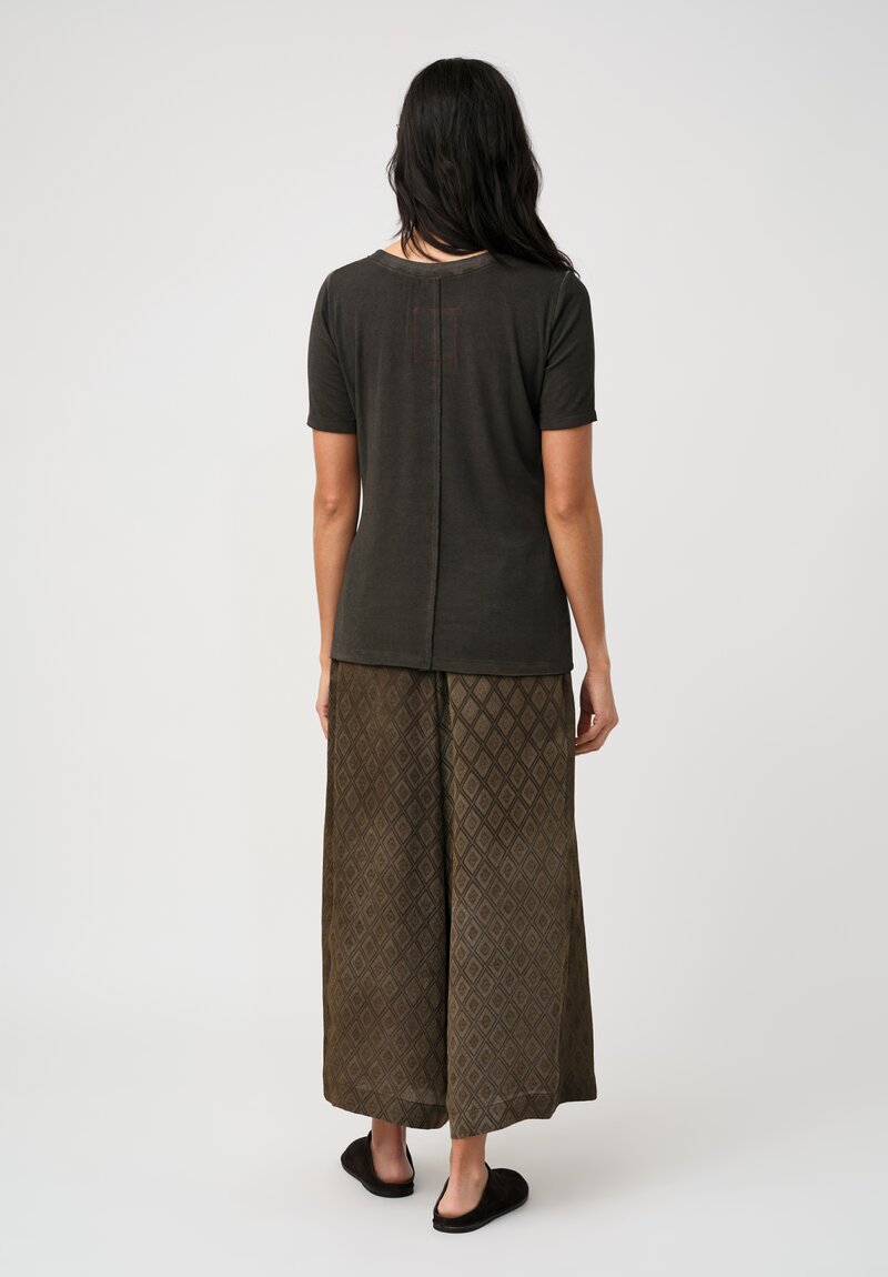 Uma Wang Ribbed Jersey Knit Tir Tee in Grey Umber