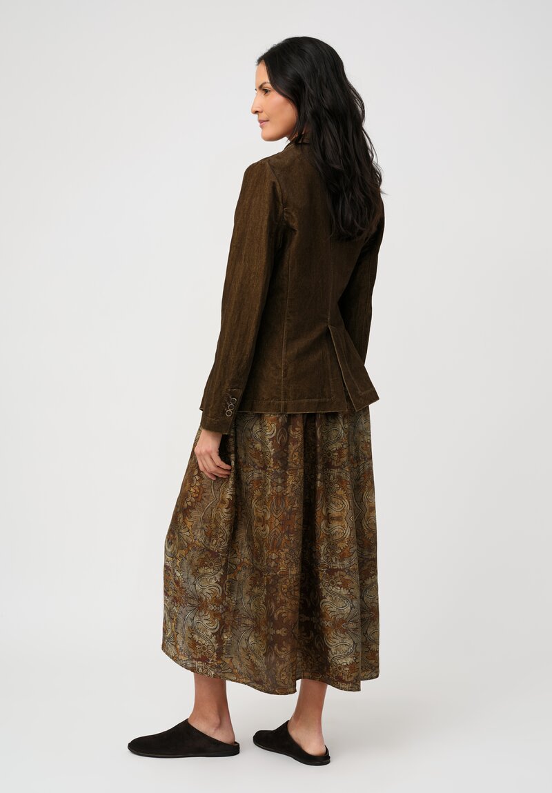 Uma Wang Cotton Linen Velvet Karon Sport Jacket in Toffee Brown