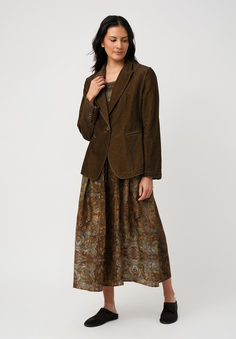 Uma Wang Cotton Linen Velvet Karon Sport Jacket in Toffee Brown