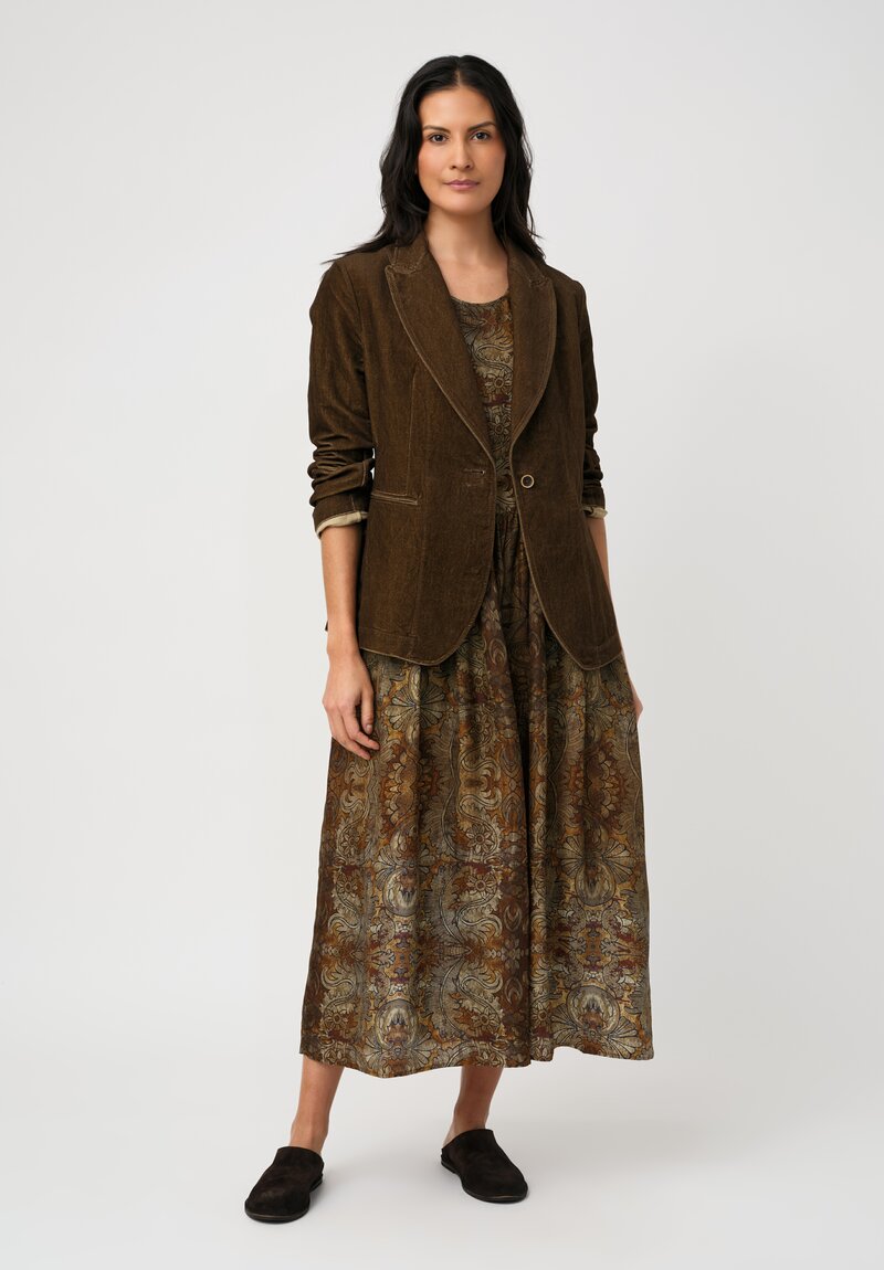 Uma Wang Cotton Linen Velvet Karon Sport Jacket in Toffee Brown