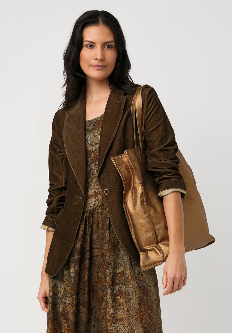 Uma Wang Cotton Linen Velvet Karon Sport Jacket in Toffee Brown