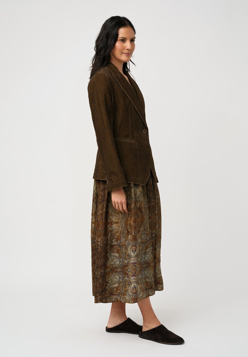 Uma Wang Cotton Linen Velvet Karon Sport Jacket in Toffee Brown