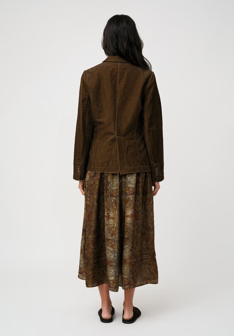 Uma Wang Cotton Linen Velvet Karon Sport Jacket in Toffee Brown