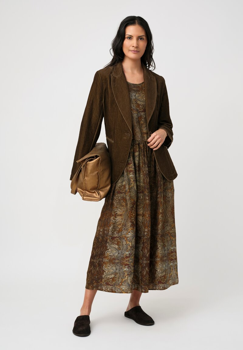 Uma Wang Cotton Linen Velvet Karon Sport Jacket in Toffee Brown