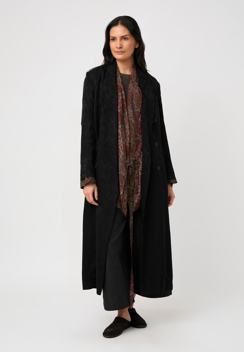 Uma Wang Damask Peony Print Khloe Jacket in Grey & Red