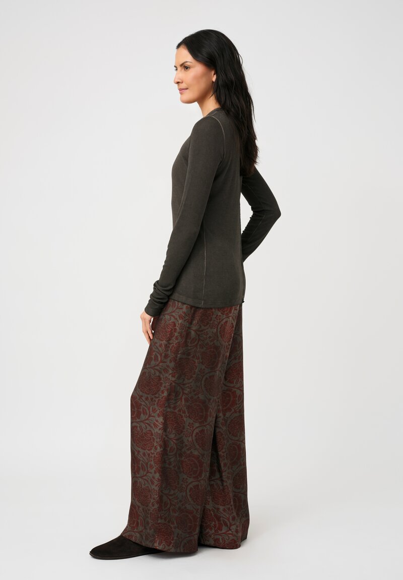 Uma Wang Peony Printed Pansy Pants Grey & Red