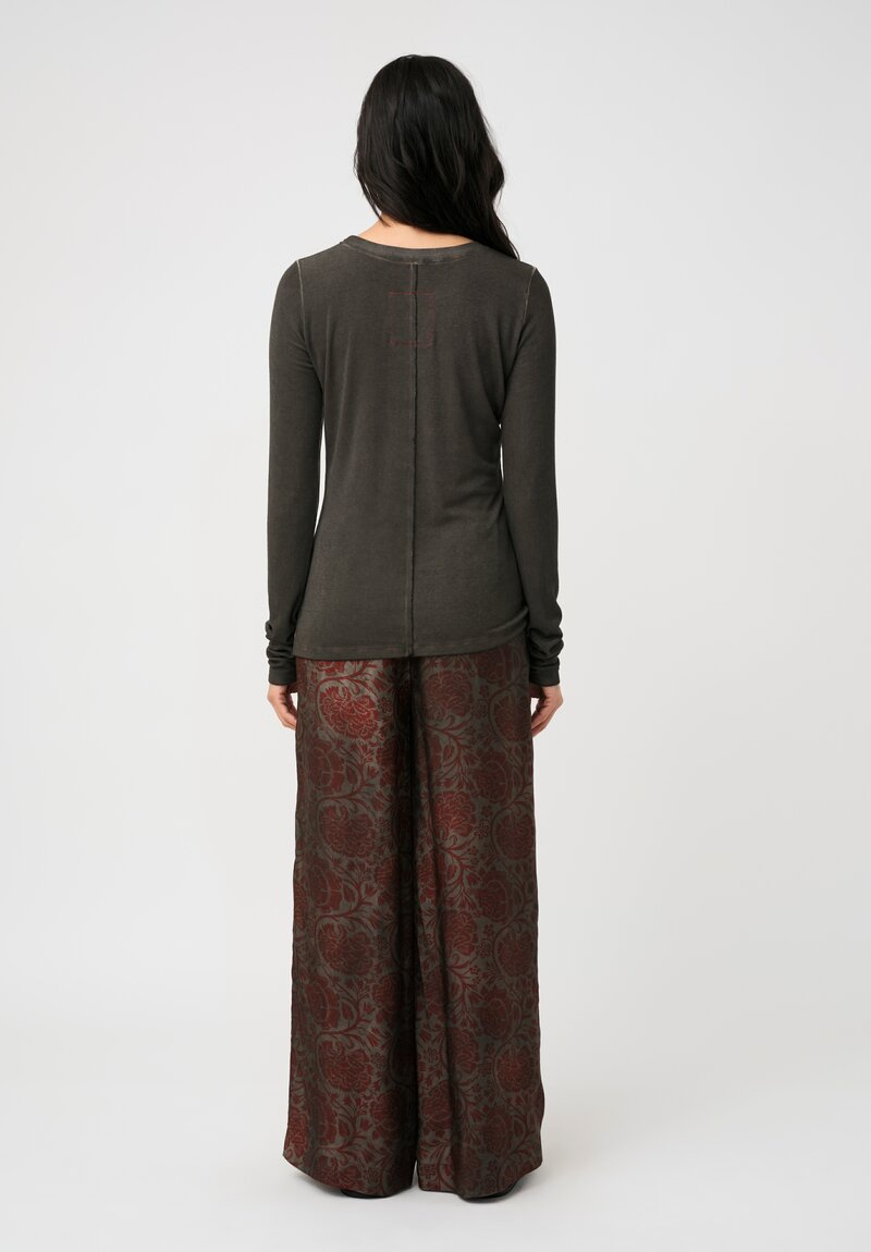 Uma Wang Peony Printed Pansy Pants Grey & Red