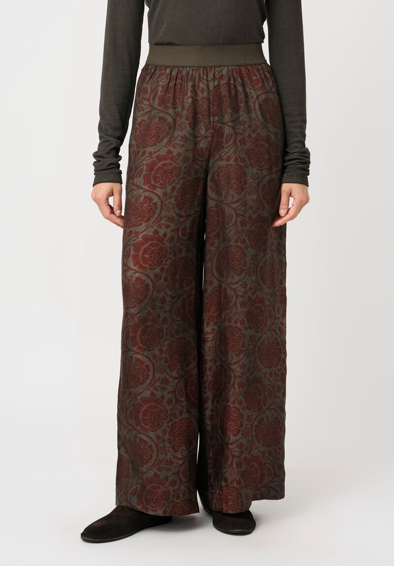 Uma Wang Peony Printed Pansy Pants Grey & Red