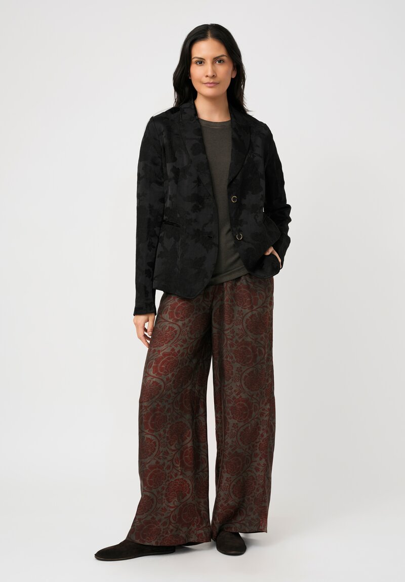 Uma Wang Peony Printed Pansy Pants Grey & Red
