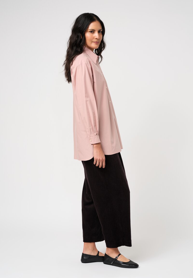Dusan Cotton Poplin Long Button Down Shirt in Porcellina Pink	