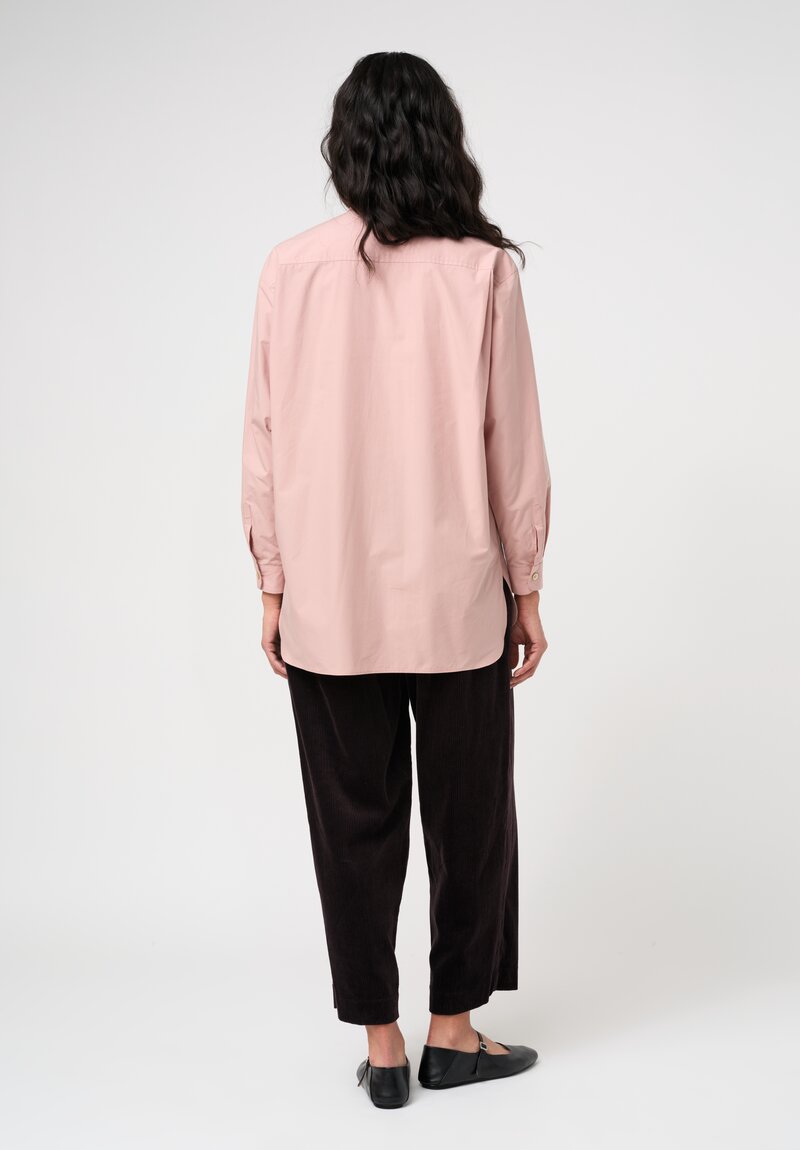 Dusan Cotton Poplin Long Button Down Shirt in Porcellina Pink	