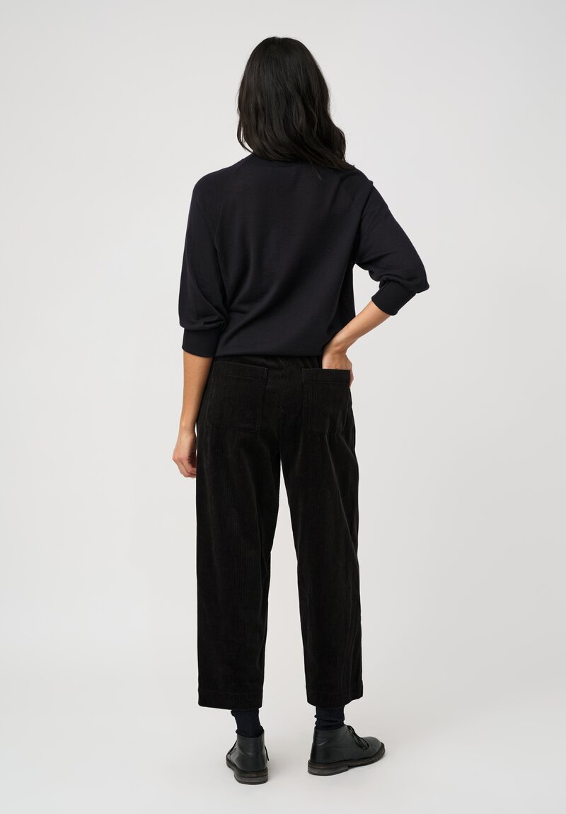 Arts & Science Cotton Corduroy One Tuck Relaxed Fit Pants in Navy Black