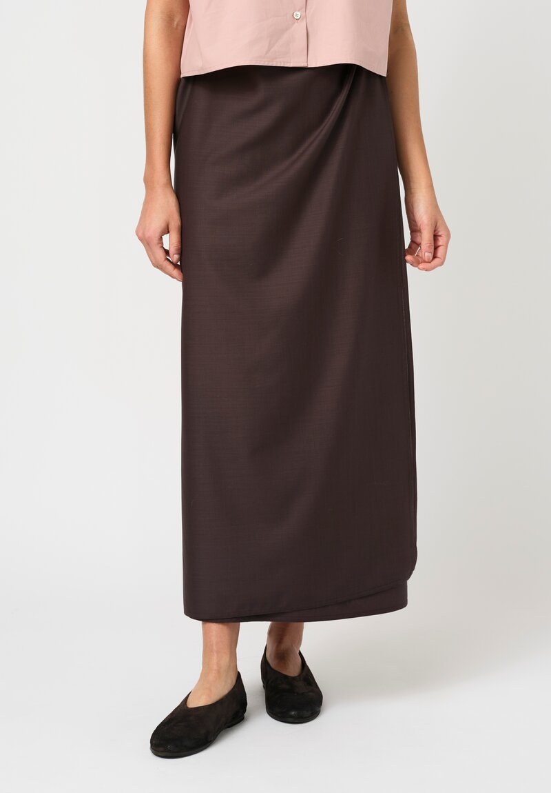 Dusan Voile Long Sarong Skirt in Ebano Brown	