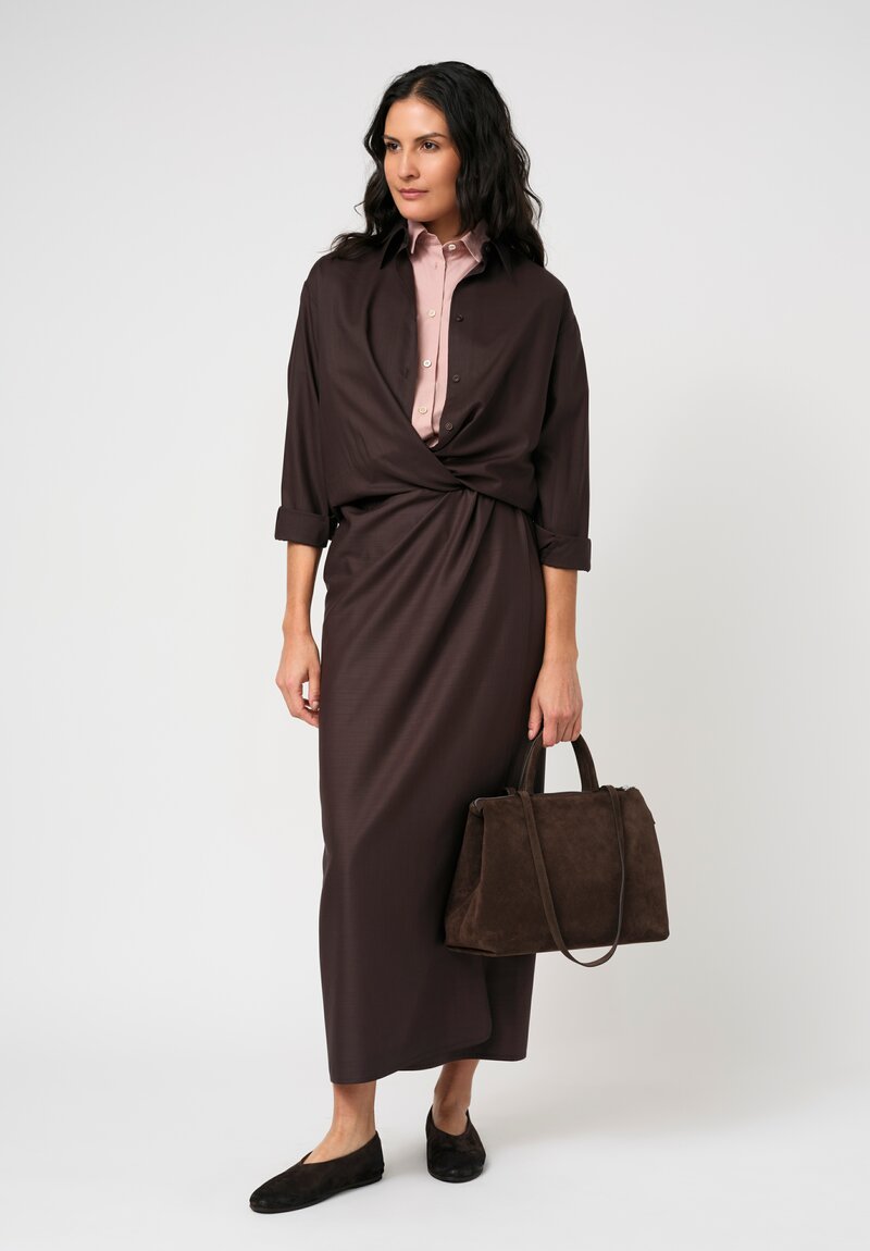 Dusan Voile Long Sarong Skirt in Ebano Brown	