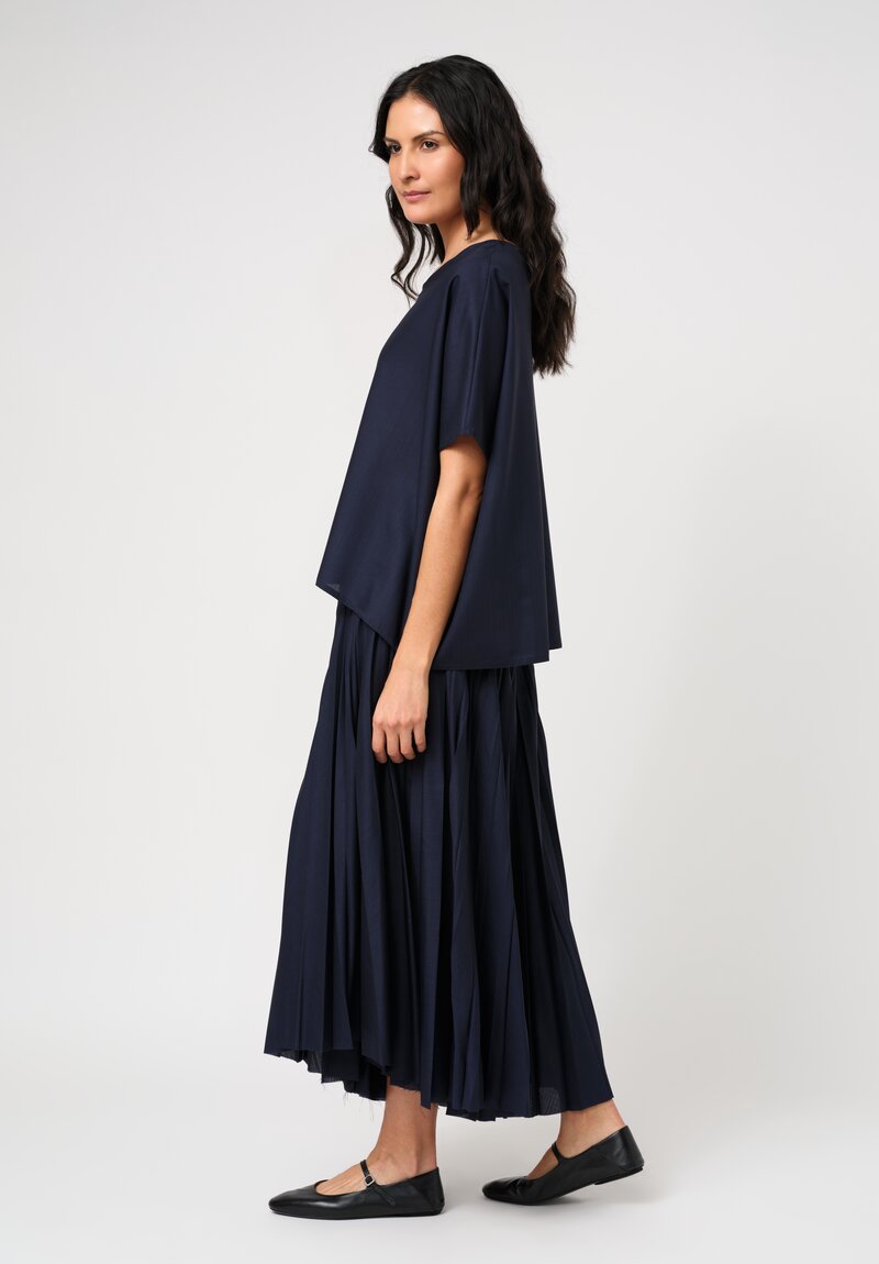 Dusan Voile Easy Squadrato Shirt in Midnight Navy	