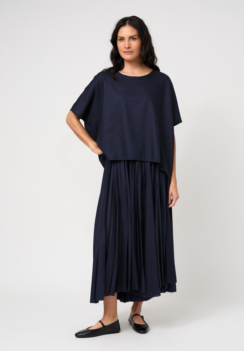 Dusan Voile Easy Squadrato Shirt in Midnight Navy	