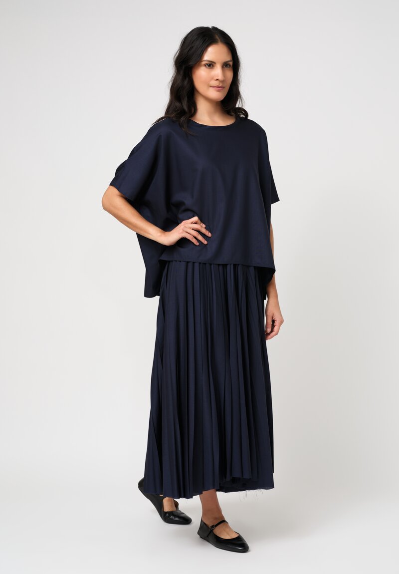Dusan Voile Easy Squadrato Shirt in Midnight Navy	