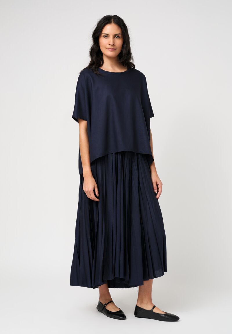 Dusan Voile Easy Squadrato Shirt in Midnight Navy	