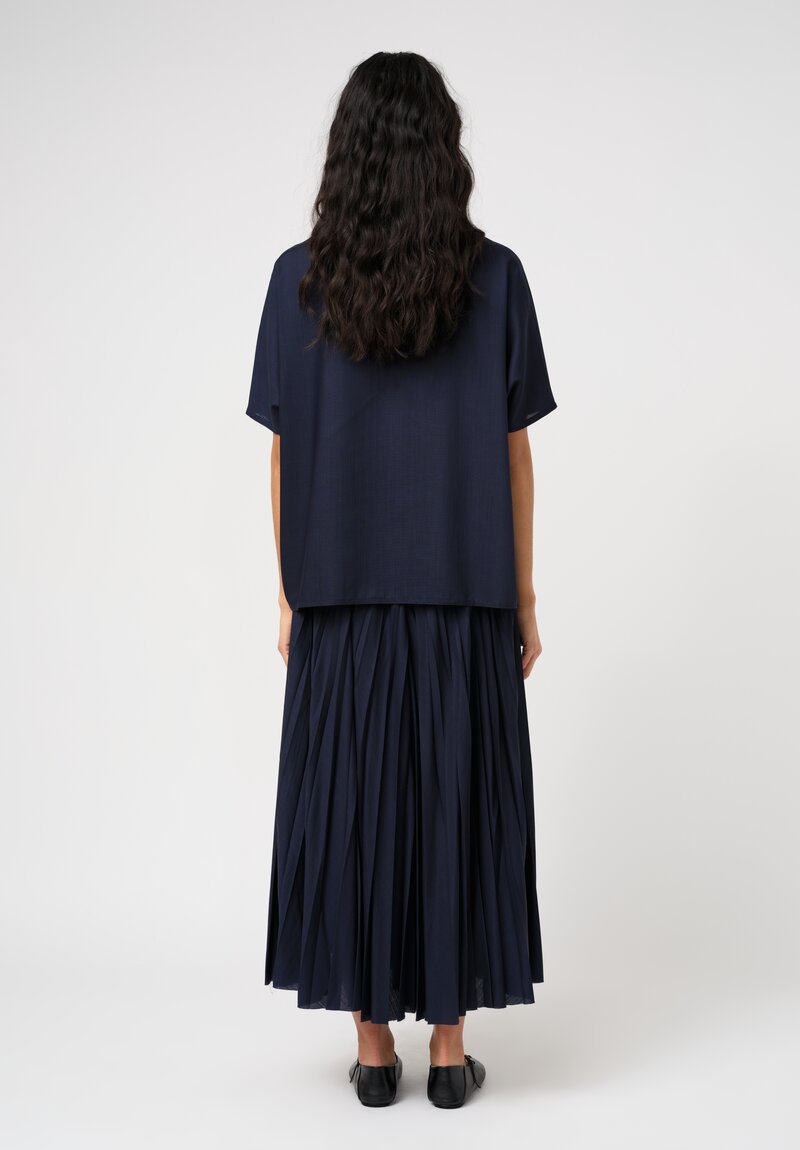 Dusan Voile Easy Squadrato Shirt in Midnight Navy	
