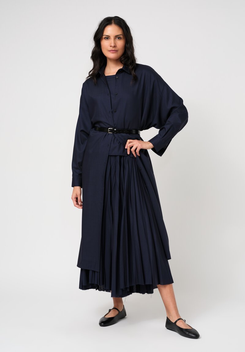Dusan Voile Easy Squadrato Shirt in Midnight Navy	