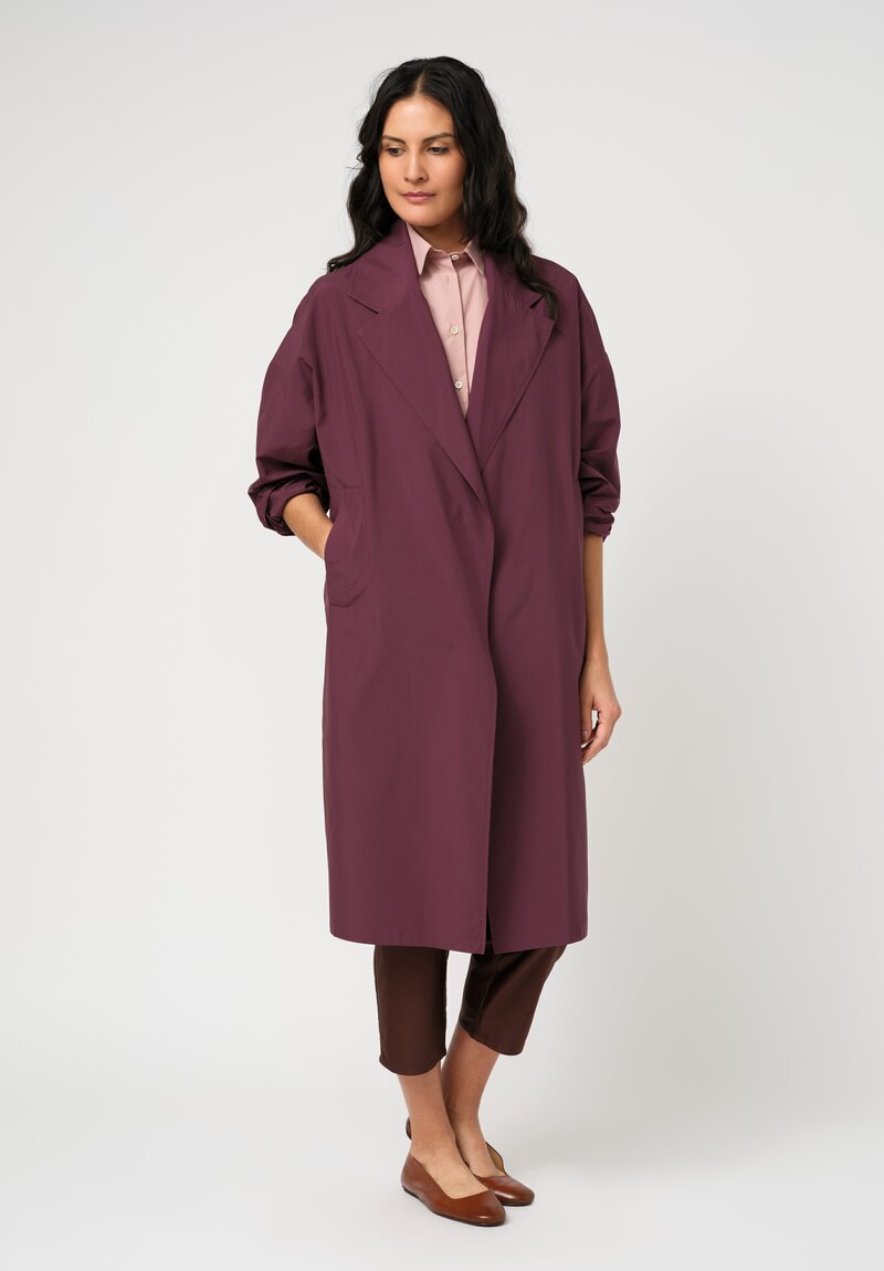Dusan Water-Resistant Open Front Duster Coat in Black Iris Purple	
