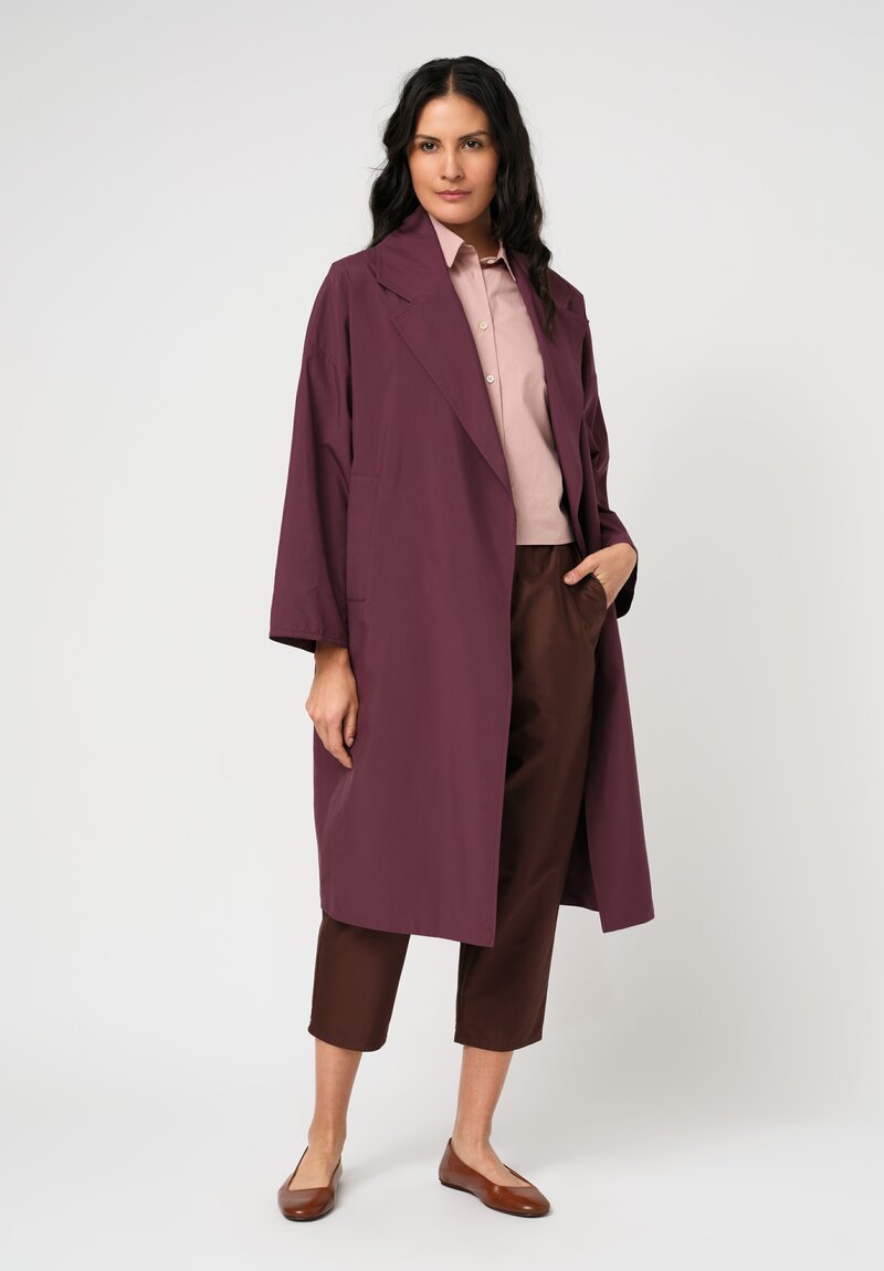 Dusan Water-Resistant Open Front Duster Coat in Black Iris Purple	