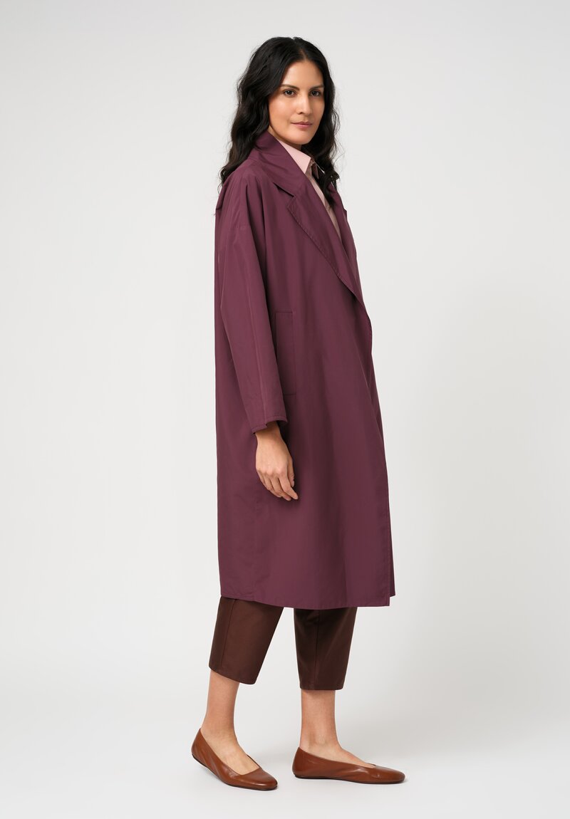 Dusan Water-Resistant Open Front Duster Coat in Black Iris Purple	