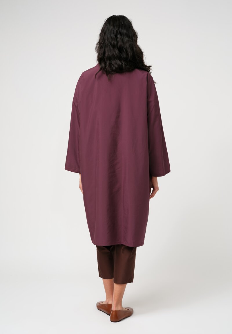 Dusan Water-Resistant Open Front Duster Coat in Black Iris Purple	
