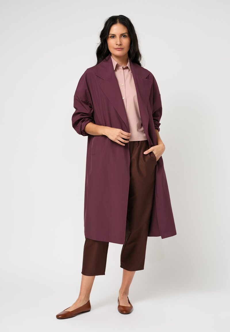 Dusan Water-Resistant Open Front Duster Coat in Black Iris Purple	