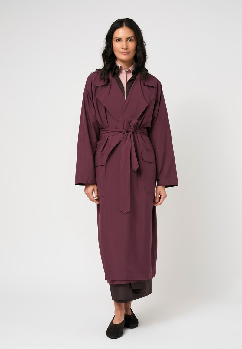 Dusan Water-Resistant Oversized Patch Pocket Trench Coat in Black Iris Purple	