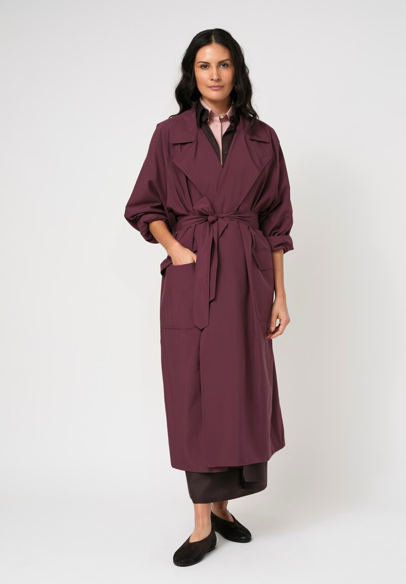 Dusan Water-Resistant Oversized Patch Pocket Trench Coat in Black Iris Purple	