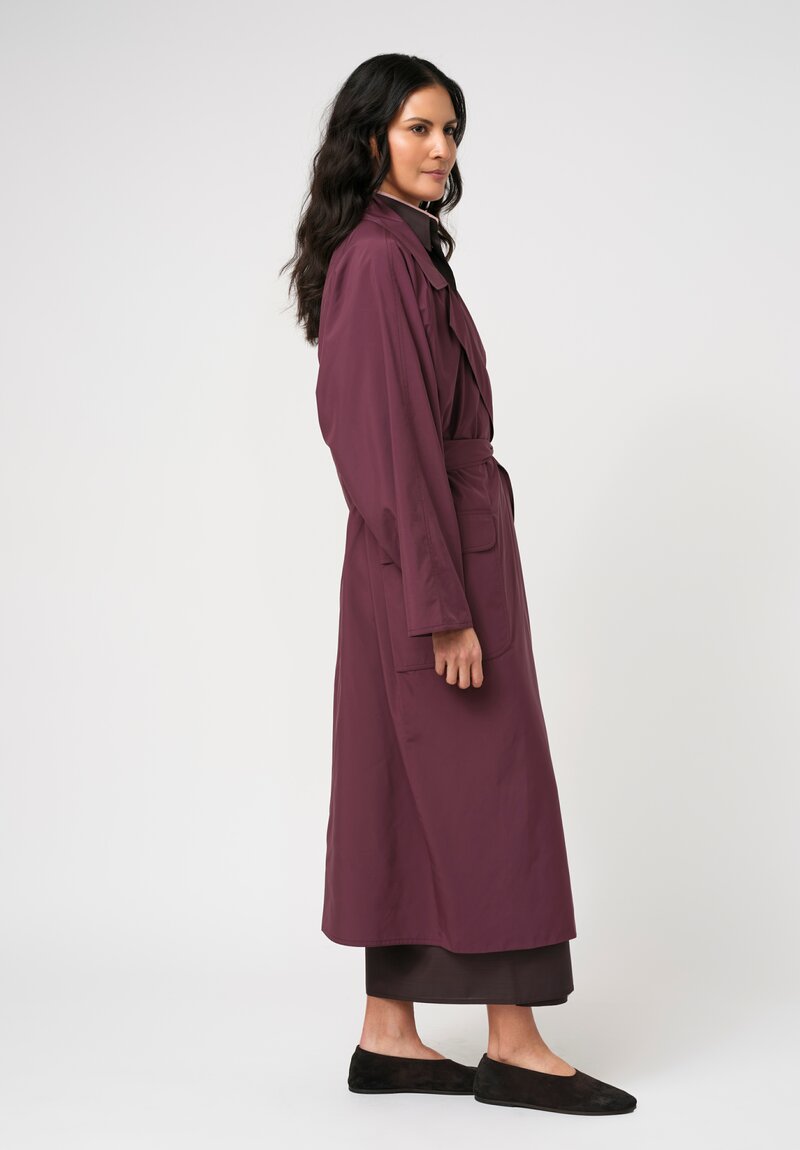 Dusan Water-Resistant Oversized Patch Pocket Trench Coat in Black Iris Purple	