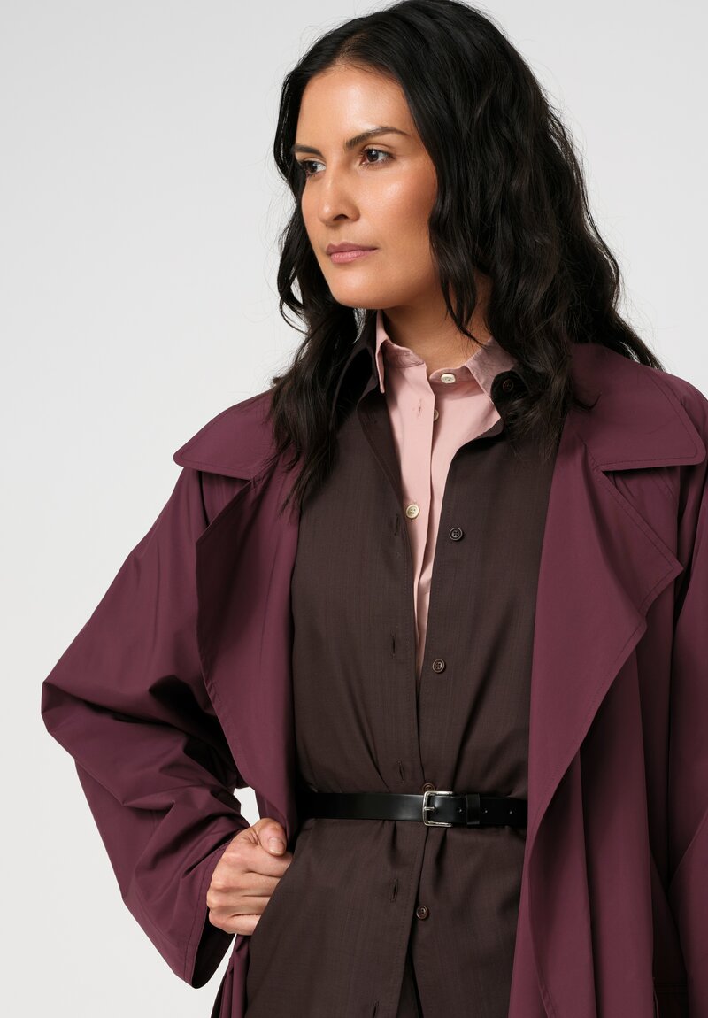Dusan Water-Resistant Oversized Patch Pocket Trench Coat in Black Iris Purple	