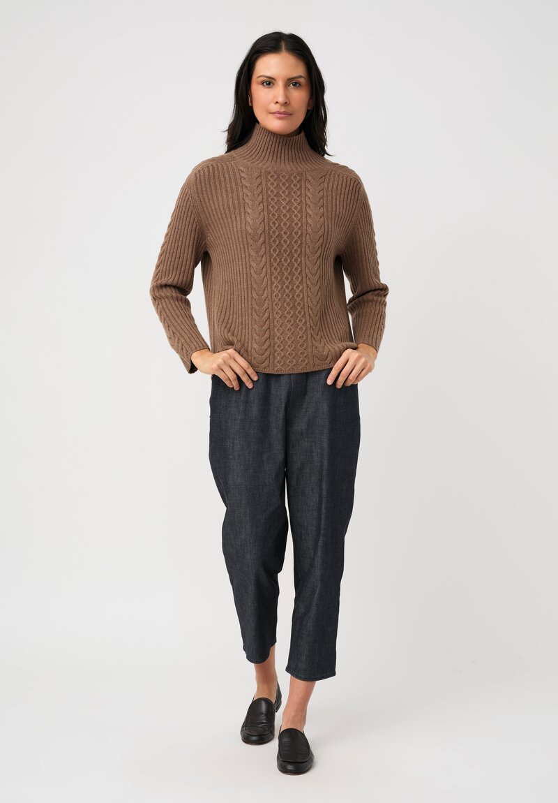 'S Max Mara Cashmere Blend Cable Knit Polo Neck Sweater